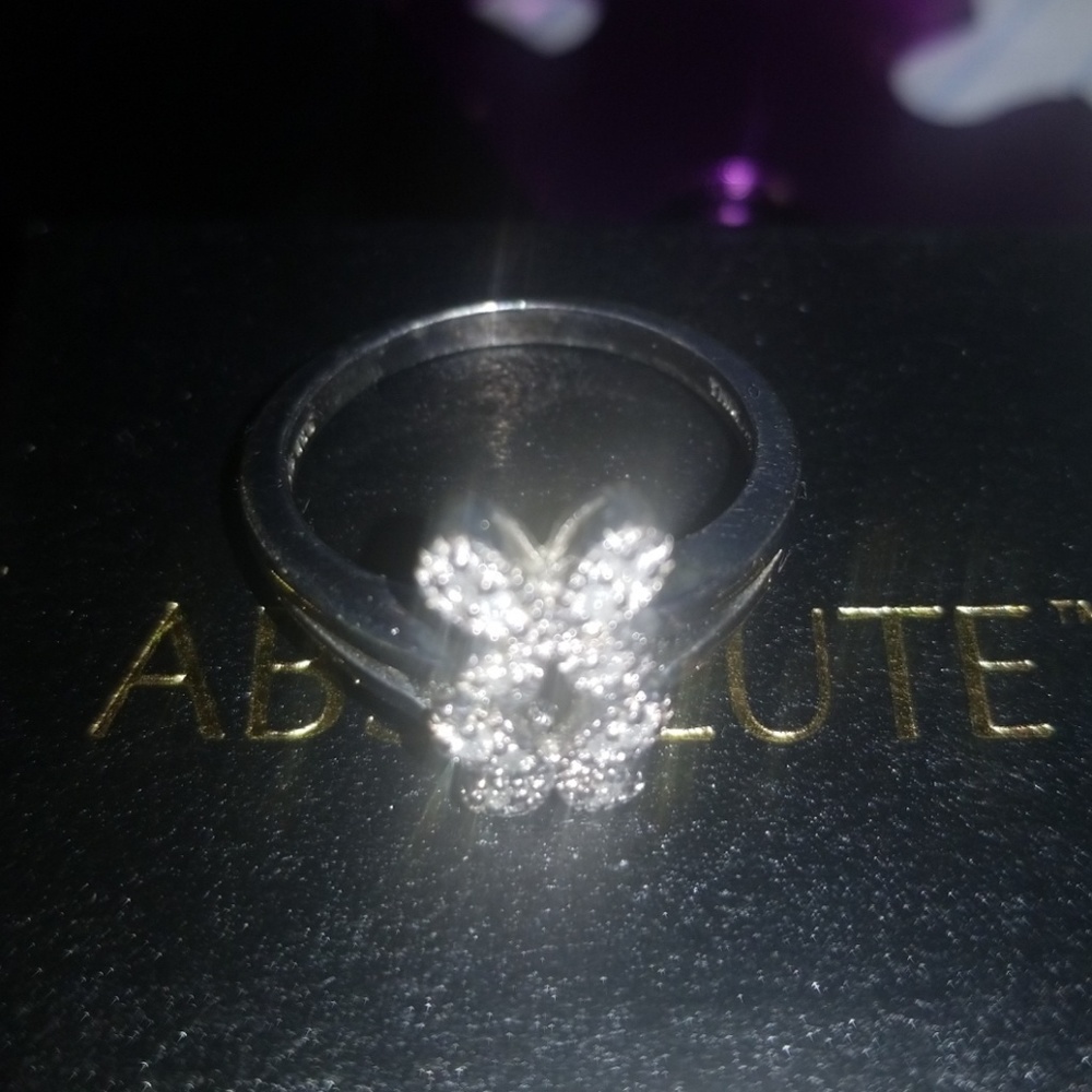 Absolute Simulated Diamond Ring Sterling Silver 8